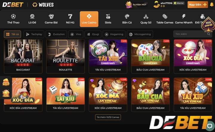 Những sản phẩm cá cược nổi bật của Debet